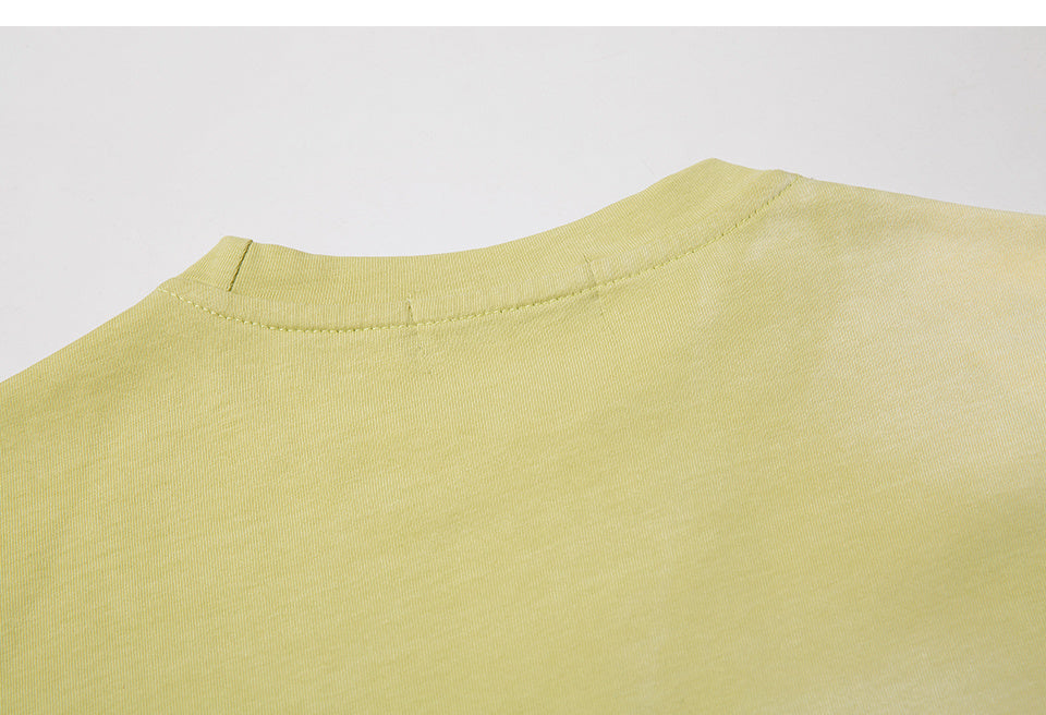 Streetwear Distressed T Shirt Short Sleeve Round Neck Summer Cotton Loose Casual Trendy Tee Simple