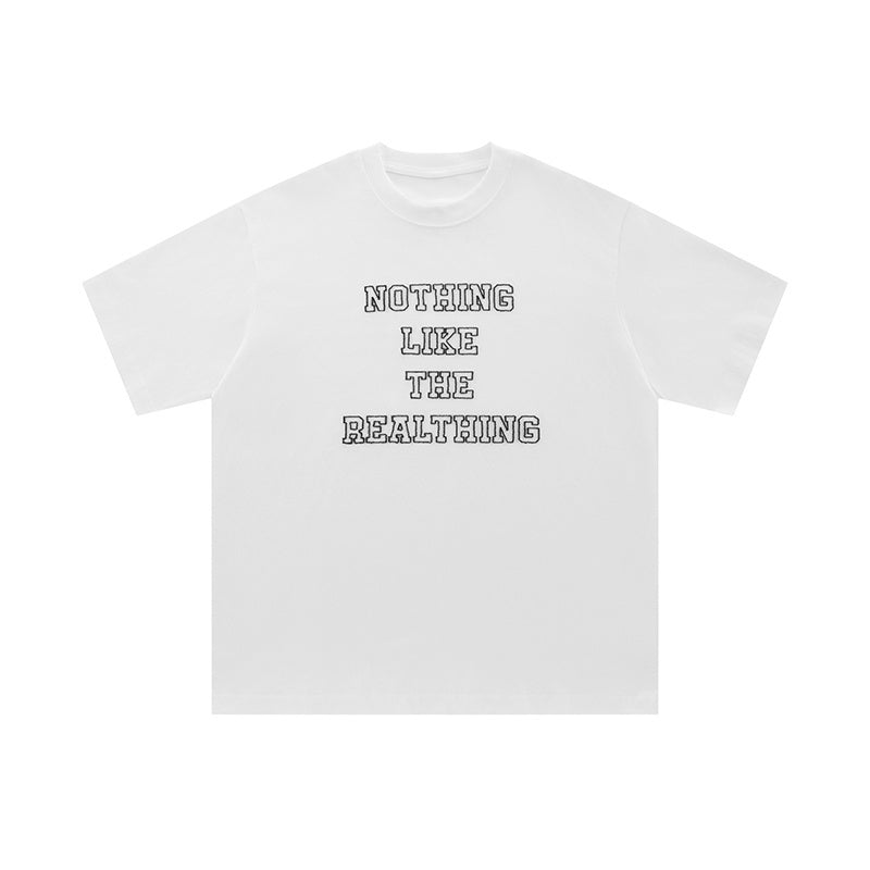Streetwear Letter Embroidery T Shirts Oversize Loose Short Sleeve Cotton Tee Casual O Neck Sports Style Fashion