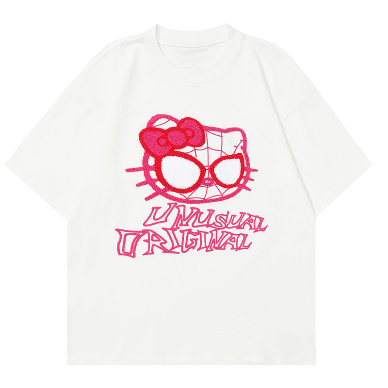 Cartoon Print T Shirt Short Sleeve Streetwear Pure Cotton Loose Summer Oversize Tees Fashion Casual Top