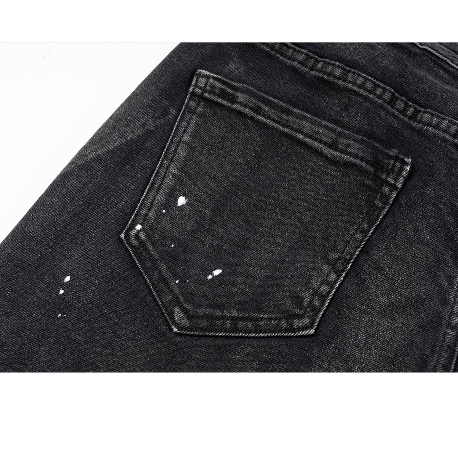 Men's Women's Spring And Summer Urban Splash Lacquer Washed Old Black Cow Men's And Women's Slight Stretch Slim-Fit Jeans