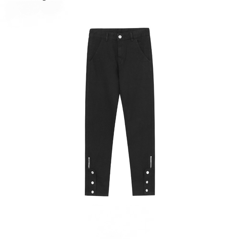 Men's Wear Women's Urban High Street Button Leg Straight Pants Men's And Women's Couples Washed Fashioned Slim-Fit Jeans