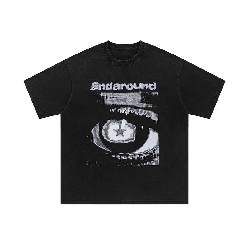 Streetwear Vague Letter Graphic Print T Shirt Oversize Tees Fashion Summer Casual Top Short Sleeve Black