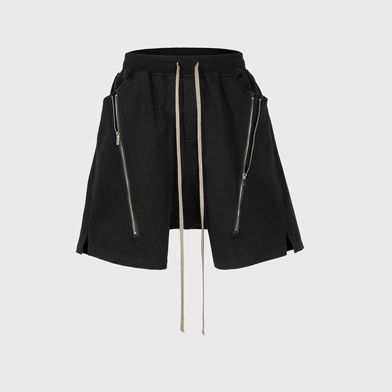 Women's Clothing Men's Spring And Summer Hip-Hop Casual Pants For Men And Women High Street Double Zipper Stitching Split Terry Shorts
