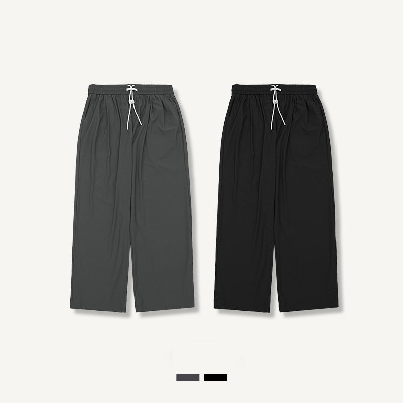 Street Check Quick-drying Air-conditioning Pants Autumn And Winter New High Elastic Cool Feeling Wide Leg Pants For Men And Women