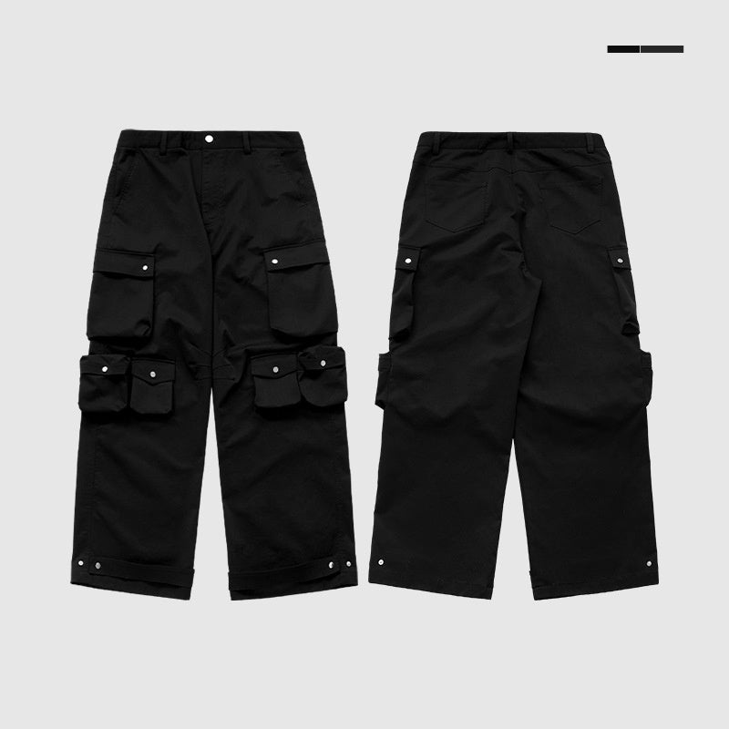 High Street Functional Wind Cannonball Wide Leg Pants Autumn And Winter New Fashion Brand Relaxed-fit Casual Pants For Men