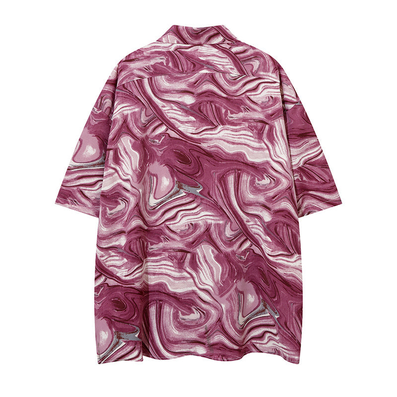 Streetwear Abstract Art Print Shirts Casual Summer Tops Outwear Short Sleeve High Quality Fashion Loose Comfortable