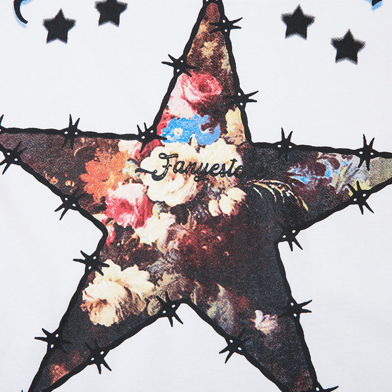 T Shirts Rose Pattern Fashion Streetwear Tee O Neck Oversize Summer Cotton High Quality Short Sleeve Casual Simple