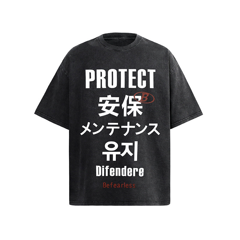 Streetwear T Shirts Trendy Crew Neck Tee Letter Print Loose Cotton Short Sleeve High Quality Casual Summer Washed