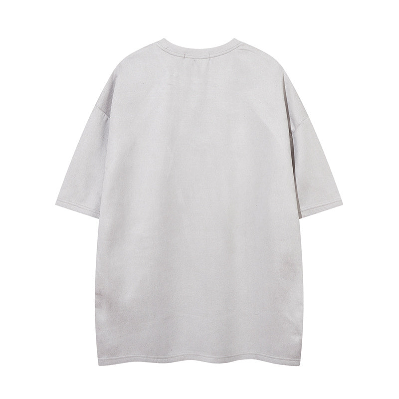 T Shirt Streetwear Zipper Loose Fashion Summer Hip Hop Top Short Sleeve Vintage Simple Design