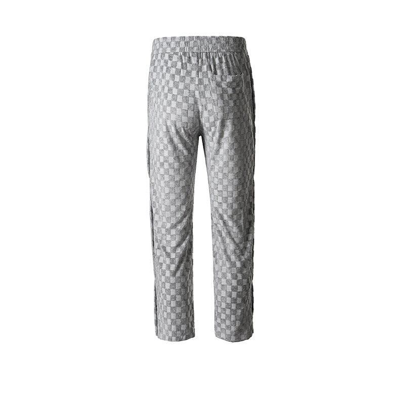Men's Women's Spring And Summer Hip-Hop Checkerboard Pants Neutral Breasted Towel Fabric Casual Trendy Pants