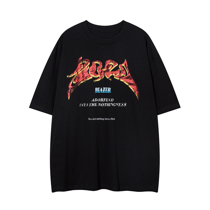 Streetwear T Shirt Special Letter Print Short Sleeve O Neck Summer Cotton Loose Casual Fashion Tee Simple