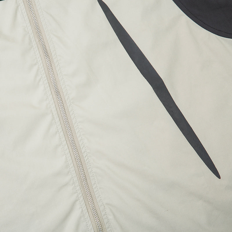 Polo Color Contrast Paneled Patchwork Streetwear Short Sleeve Summer Casual Fashion Lapel Zipper Letter Print