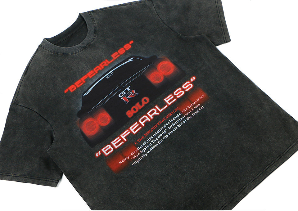 Streetwear T Shirts Trendy Crew Neck Tee Car Pattern Loose Cotton Short Sleeve High Quality Casual Summer