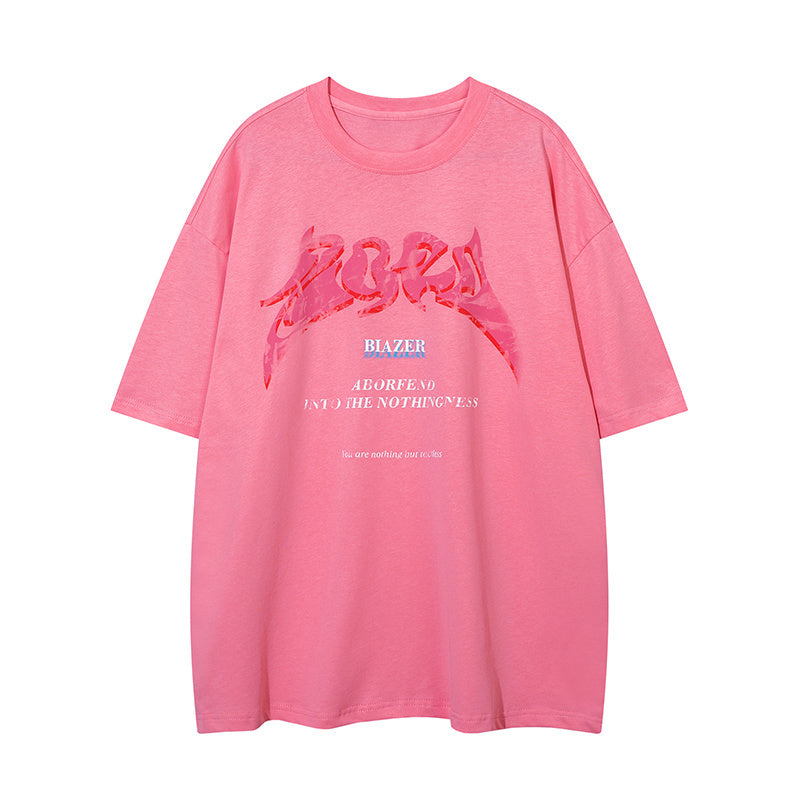 Streetwear T Shirt Special Letter Print Short Sleeve O Neck Summer Cotton Loose Casual Fashion Tee Simple