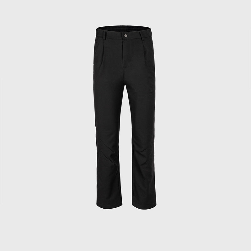 Men's Wear Women's Urban High Street Black Wu Crease Layer Trousers Men's And Women's Same-style Slim-fit Casual Trousers