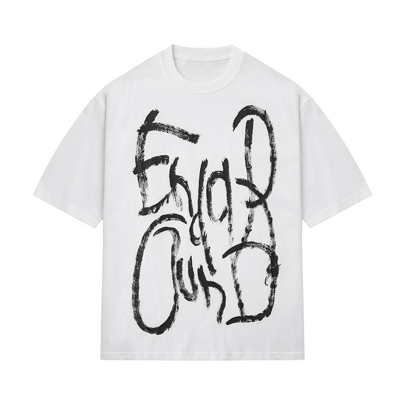 O Neck Letter Print Streetwear Oversize T Shirts Short Sleeve Casual Summer Cotton Simple Design Hip Hop Tee Loose