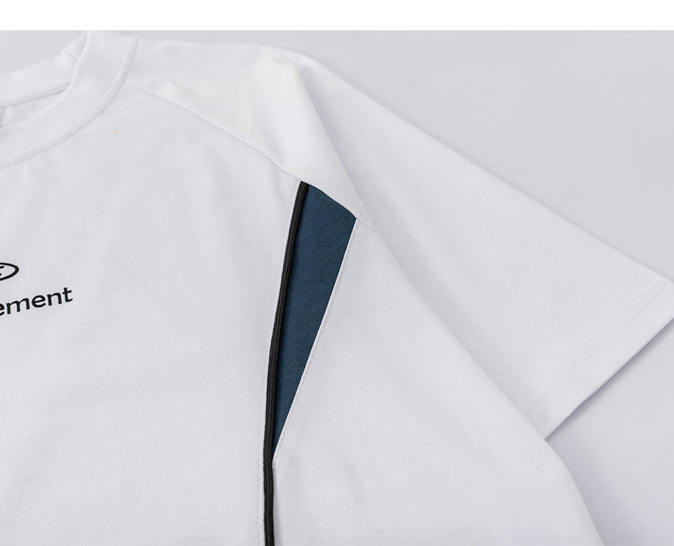 Streetwear Letter Print T Shirts Oversize Short Sleeve Cotton Tee Casual Patchwork Round Neck Summer Black White