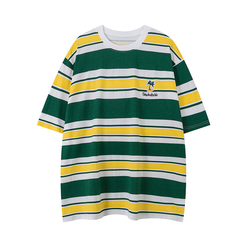 Streetwear Striped T Shirts Trendy Crew Neck Oversize Cotton Short Sleeve High Quality Casual Summer Tee