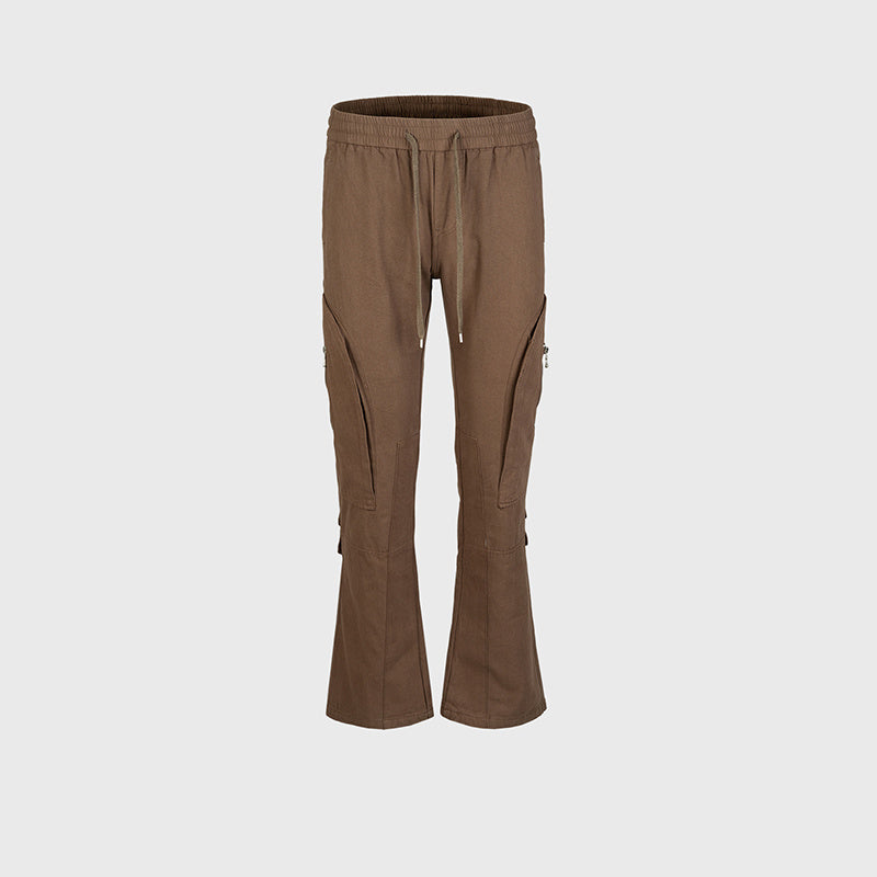 Men's Women's Autumn And Winter Hip-Hop Zipper Multi-Pocket Trendy Trendy Men's And Women's Wide-Leg Cushion Casual Pants