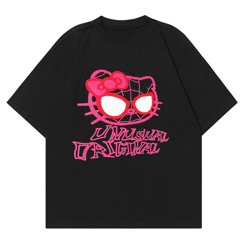 Cartoon Print T Shirt Short Sleeve Streetwear Pure Cotton Loose Summer Oversize Tees Fashion Casual Top