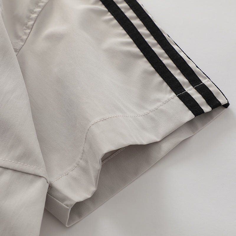 Shirts Side Striped Short Sleeve Oversize Button Up Tops Casual Summer Outwear Comfortable