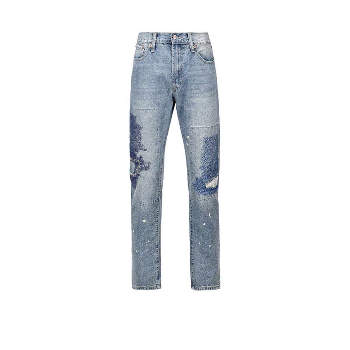 Men's Wear Women's Autumn And Winter City Street Trendy Trousers Men's And Women's Heavy Industry Electric Embroidered Burned Flower Ripped Jeans