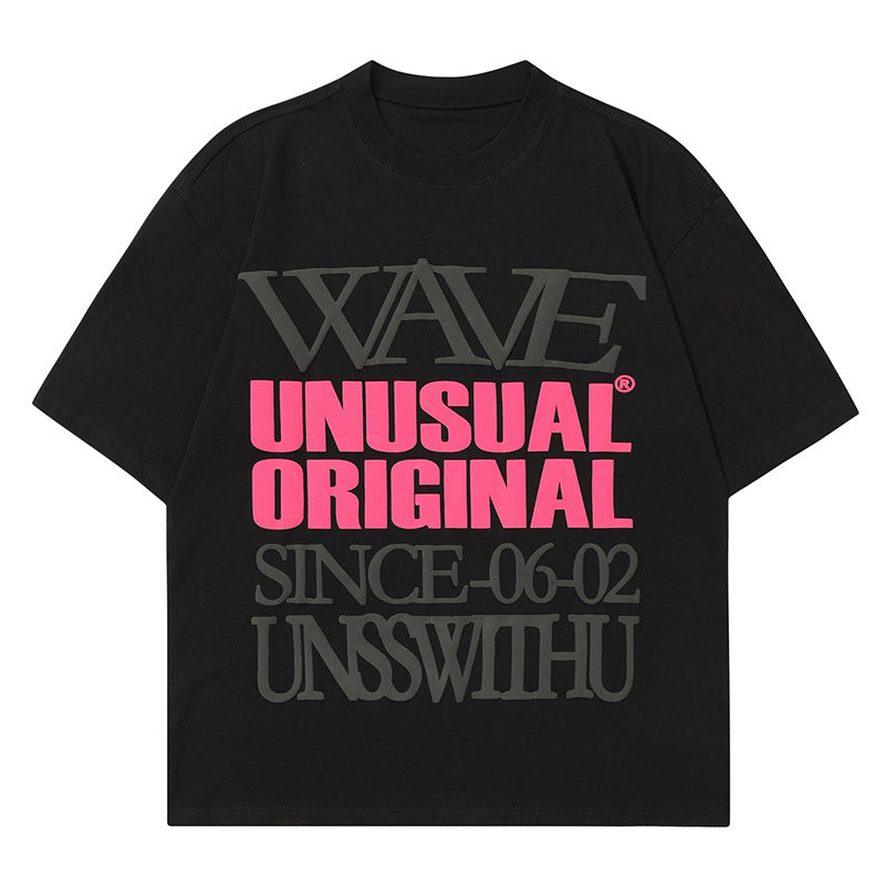 T Shirt Whole Letter Print Loose Summer Streetwear Fashion Casual Top Short Sleeve Solid Color
