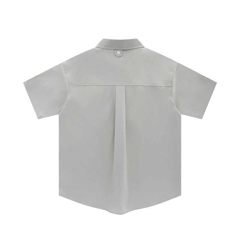 Front Pocket Pure Color Shirts Short Sleeve Oversize Button Tops Casual Summer Outwear Comfortable Trendy