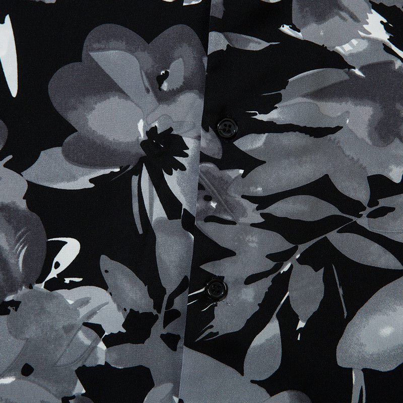 Vintage Streetwear Abstract Flower Print Shirts Casual Summer Tops Outwear Short Sleeve High Quality Fashion