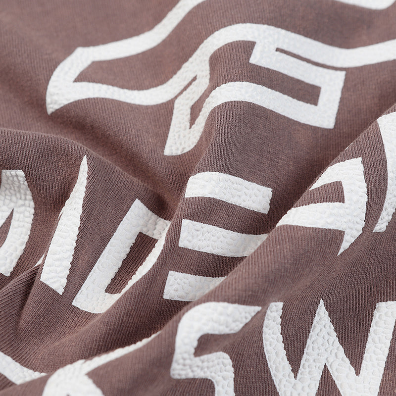 Letter Print Streetwear T Shirts Oversize Washed Loose Short Sleeve Harajuku Cotton Tee Casual Solid Color