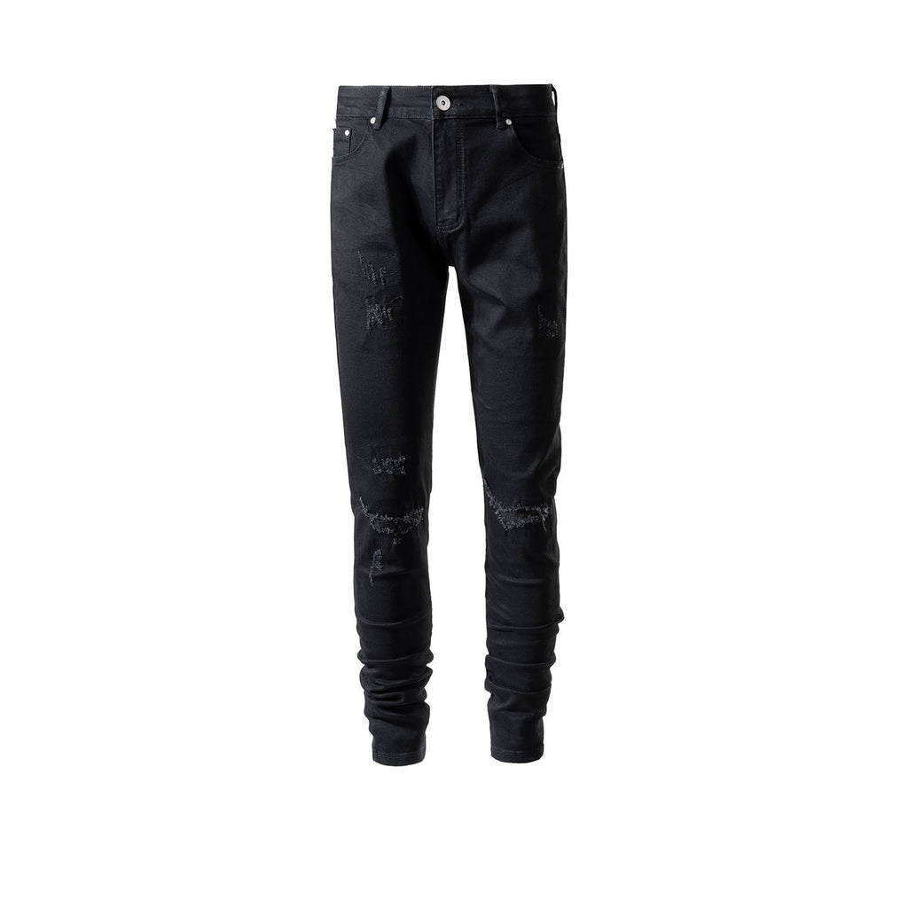 Men's Women's Spring And Summer Urban High Street Micro-stretch Fabric Trousers Unisex Scrub Black Jeans