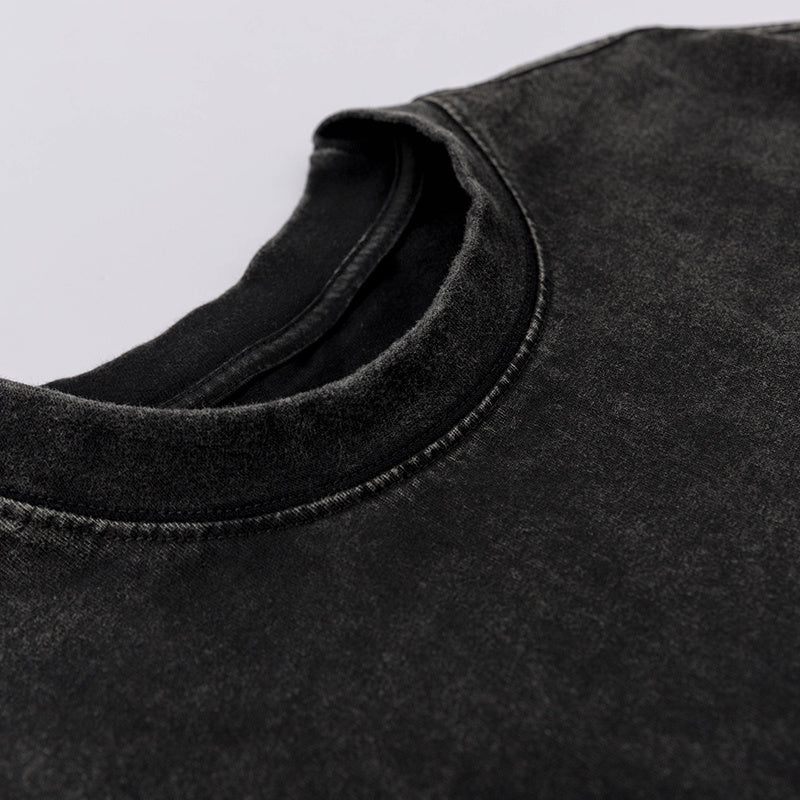 T Shirts Vintage Loose Streetwear Short Sleeve Cotton Tee Casual Round Neck Summer Solid Color Washed