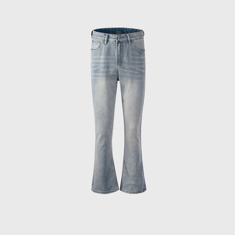 Women's Clothing Men's Urban Washed Old Pants Unisex Two-Tone Micro-Lara White High Street Trendy Jeans
