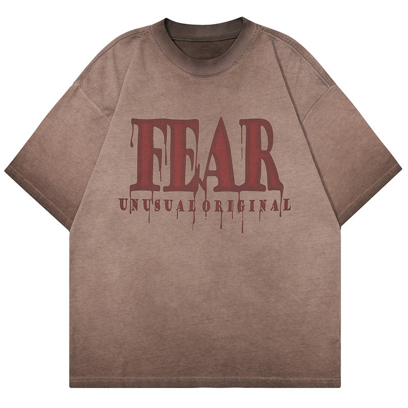 Retro Letter Print T Shirt Oversize Tees Fashion Casual Streetwear Pure Cotton Top Short Sleeve Loose Summer