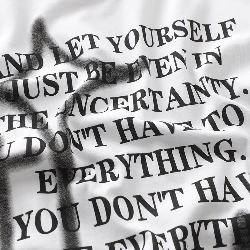 Streetwear T Shirt Letter Print Oversize Fashion Pure Cotton Loose Summer Casual Tees Top Short Sleeve