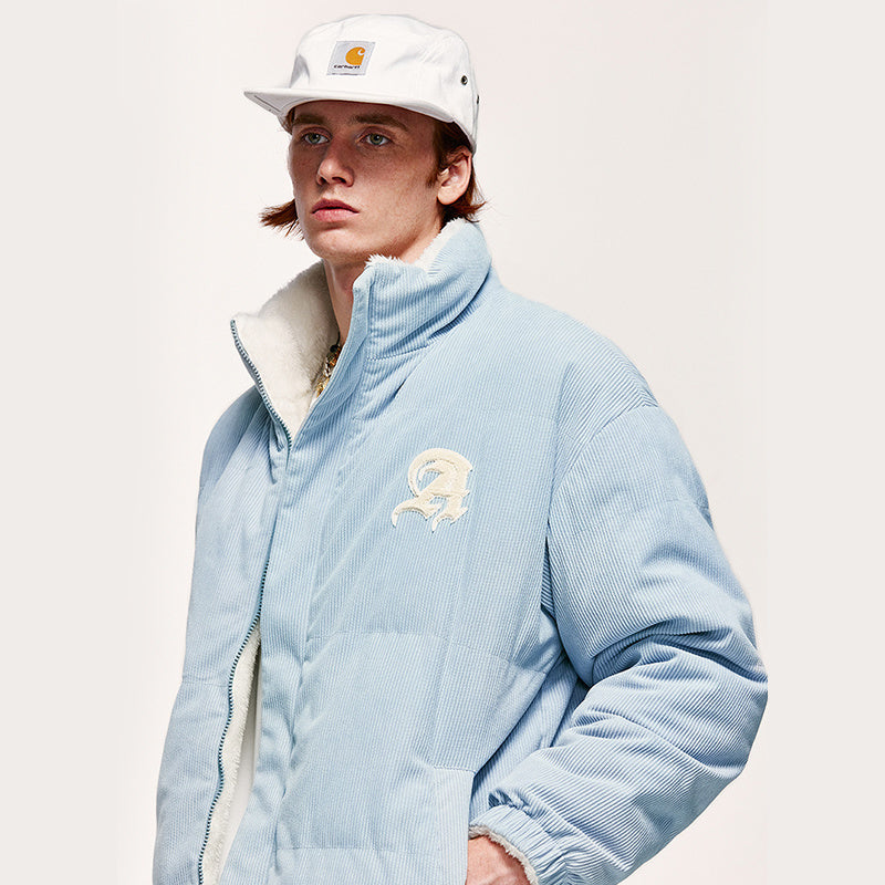 Corduroy Warm Plus Velvet Double-sided Embroidered Cotton-padded Jacket Autumn And Winter New Solid Color Jacket Coat