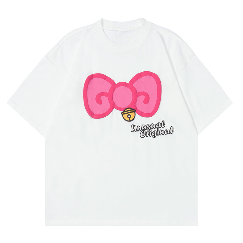 Cartoon Print T Shirt Loose Summer Streetwear Fashion Casual Top Short Sleeve Pure Cotton Oversize Tees