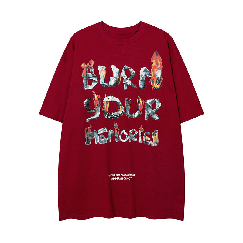 Special Letter Print T Shirts Fashion Streetwear Tee Casual Oversize Crew Neck Summer Cotton High Quality Short Sleeve