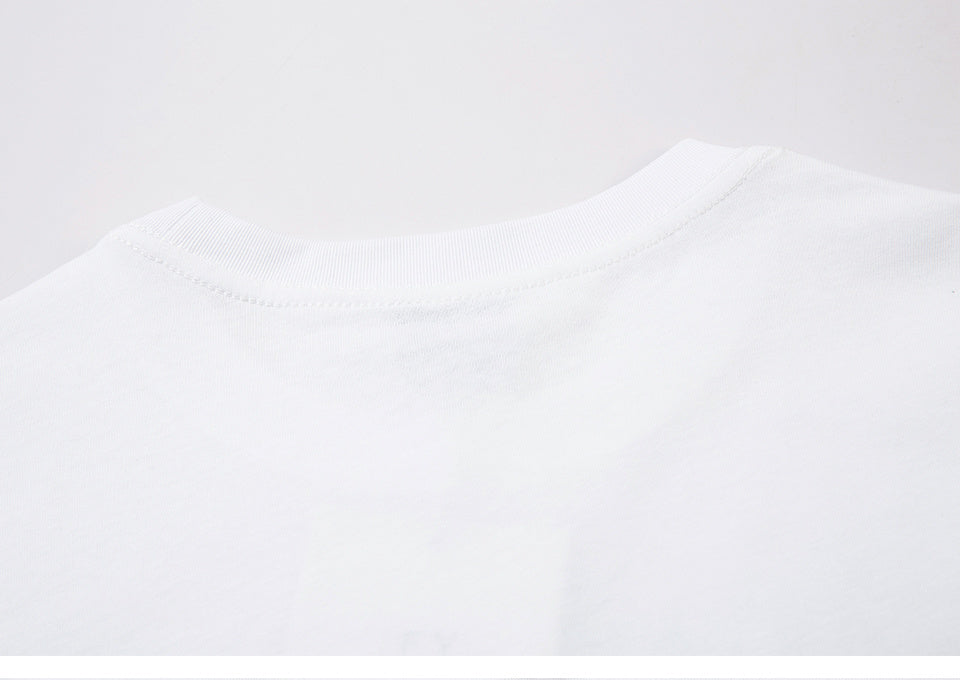 Cotton Abstract Pattern Round Neck Summer Fashion Streetwear Tee Loose Casual Short Sleeve High Quality