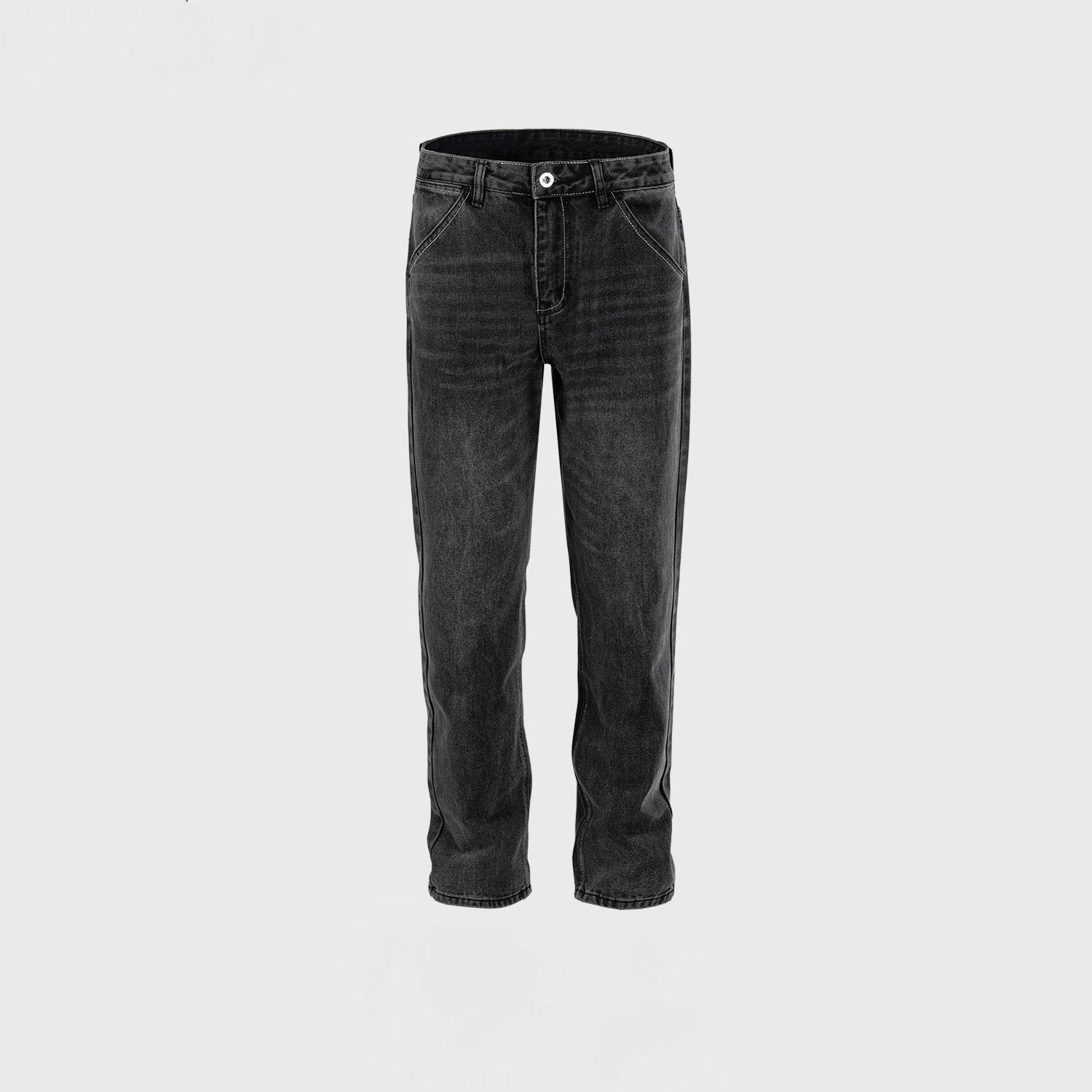 Men's Women's Urban Black And Grey Fried Color Wash Old Pants Men's And Women's Slim-Fit Straight-Leg Jeans Trendy