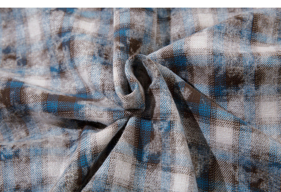 Plaid Shirts Short Sleeve Oversize Button Up Tops Korean Style Casual Summer Outwear Comfortable