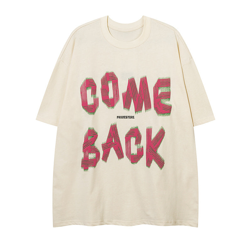 T Shirts Letter Print Cotton Crew Neck Fashion Streetwear Tee Casual Oversize High Quality Simple Short Sleeve Summer