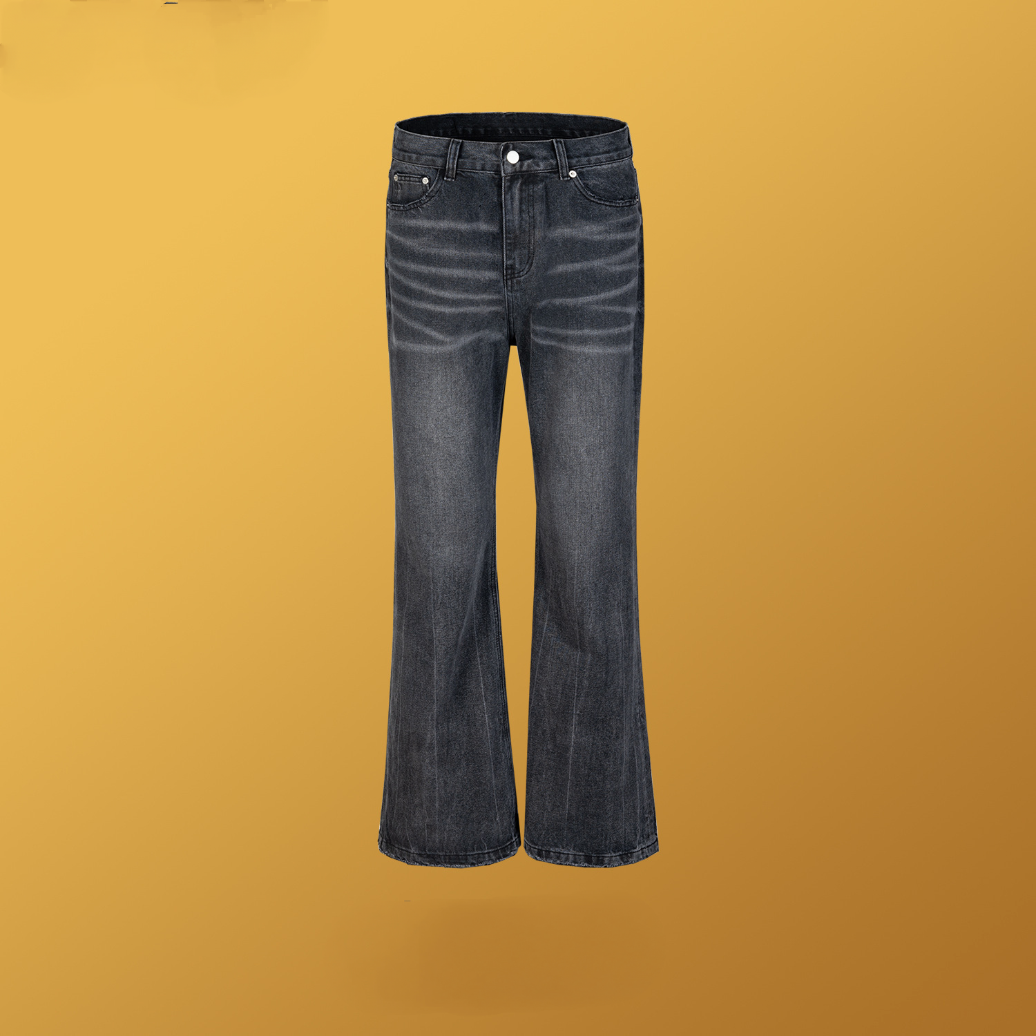 Men's Wear Women's Spring And Summer Urban Washed Trousers Unisex Dressed Micro-flared Blue Jeans