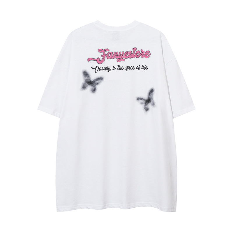 Butterfly Pattern T Shirts Fashion Streetwear Tee O Neck Oversize Summer Cotton High Quality Short Sleeve Casual Simple