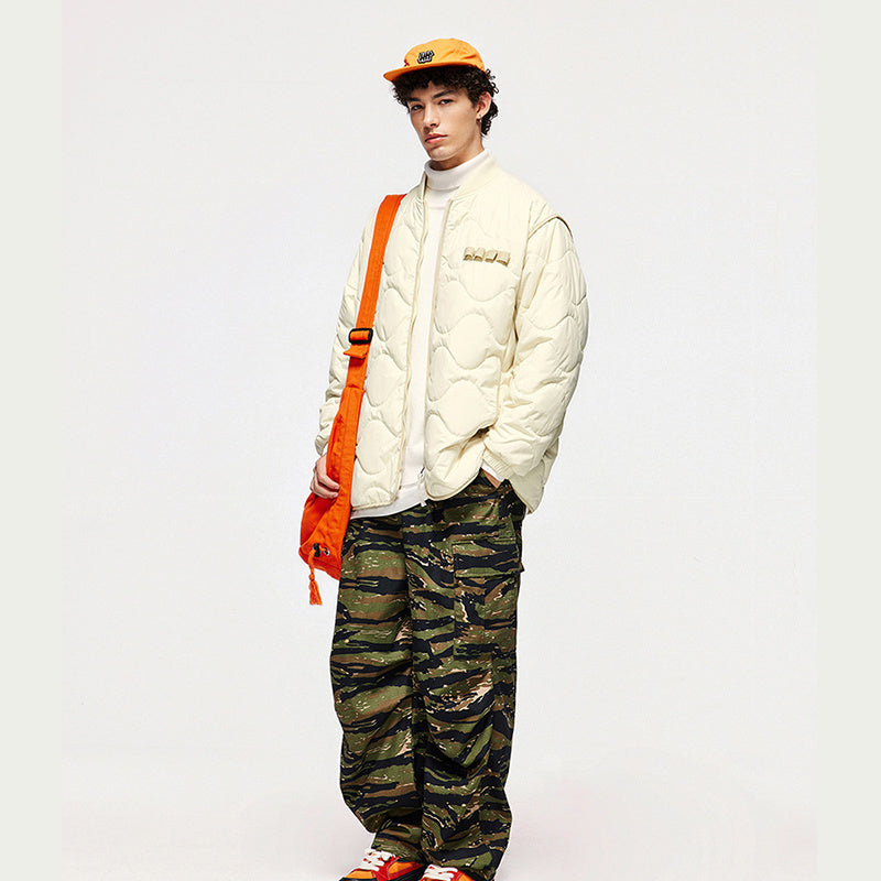 Japanese Loose Rhombic Quilted Cotton Baseball Cotton Coat Autumn And Winter New Solid Color Jacket Coat