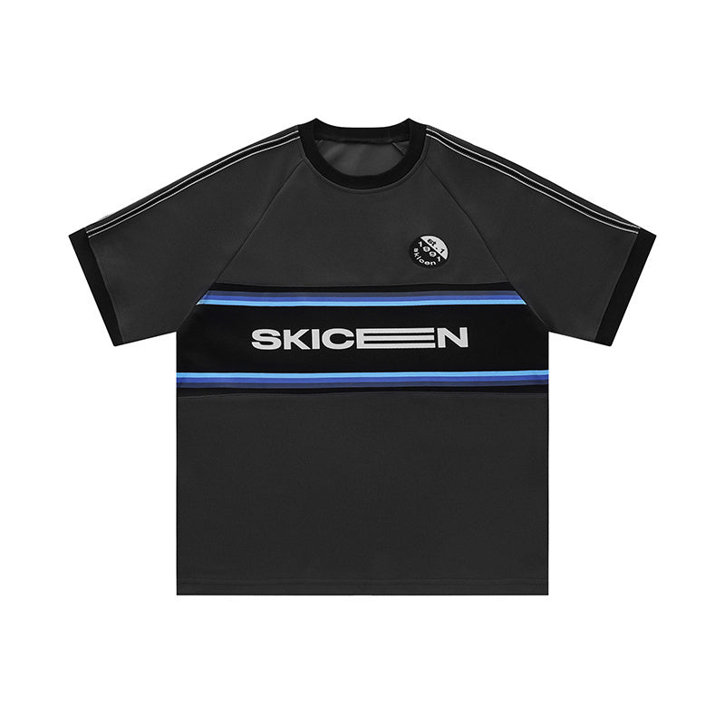 Off Shoulder Streetwear T Shirts Oversize Loose Short Sleeve Cotton Tee Casual O Neck Sports Style Letter Printed