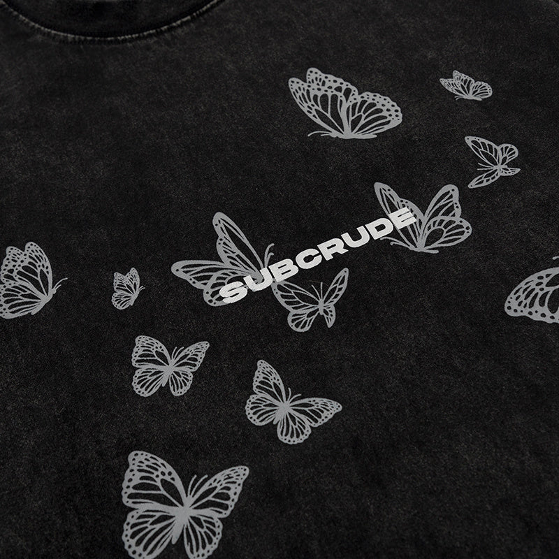 Streetwear T Shirts Oversize Butterfly Graphic Simple Design Tee Casual O Neck Summer Loose Short Sleeve