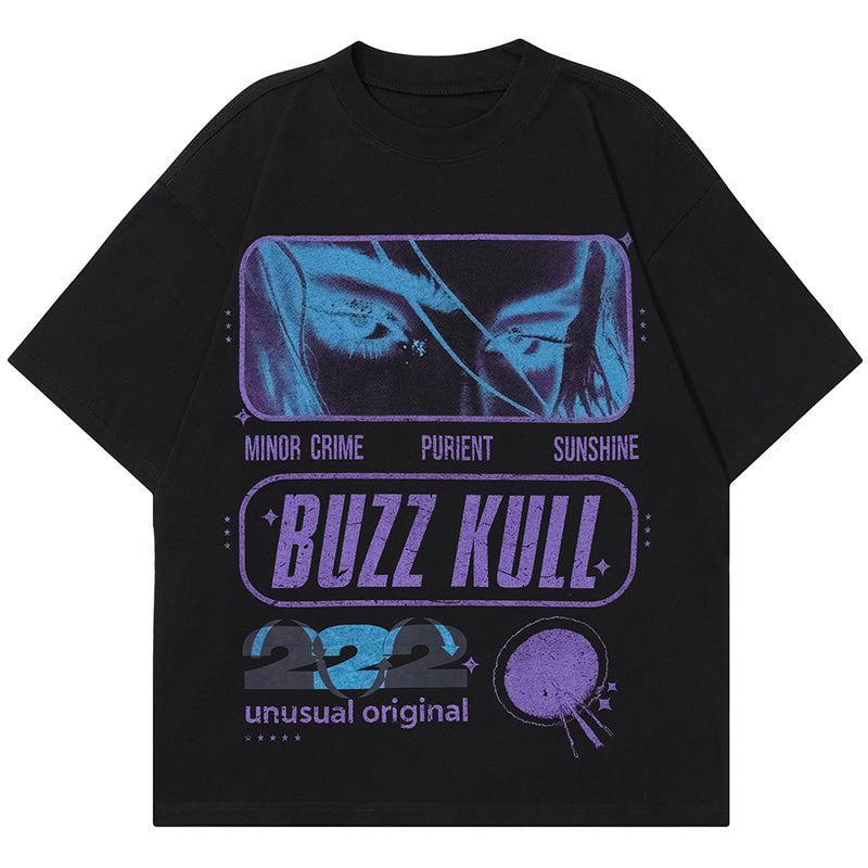 Harajuku Print T Shirt Short Sleeve Streetwear Pure Cotton Loose Summer Oversize Tees Fashion Casual Top