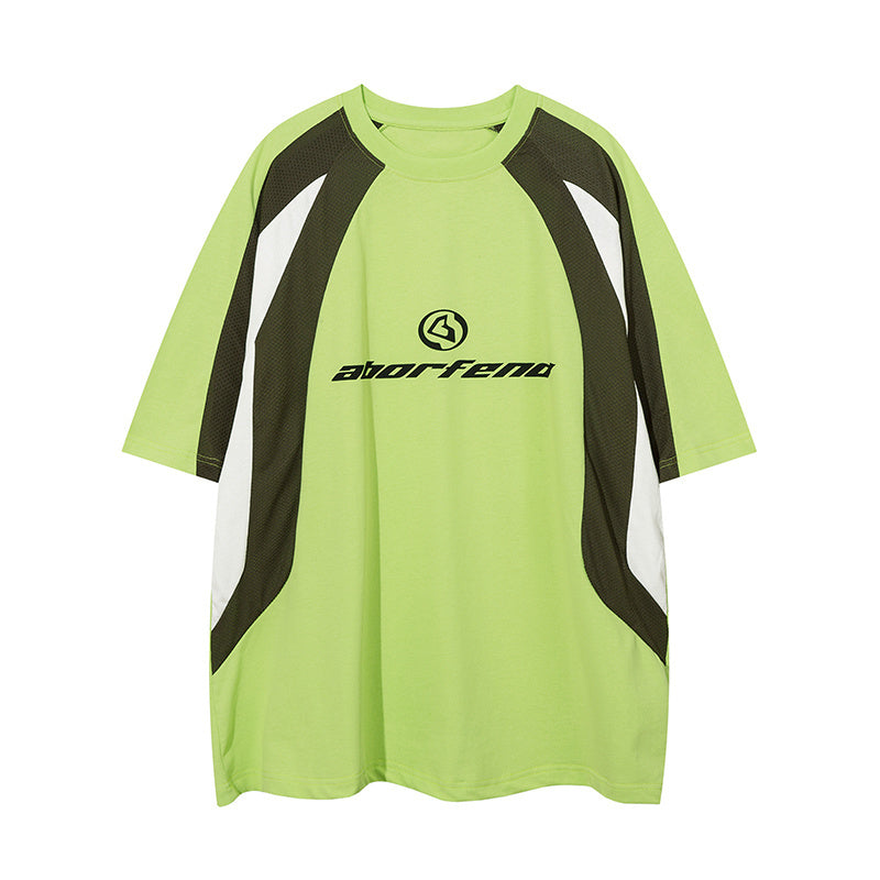 Raglan Sleeve Streetwear T Shirts Color Contrast Casual O Neck Tee Oversize Short Sleeve Summer Fashion