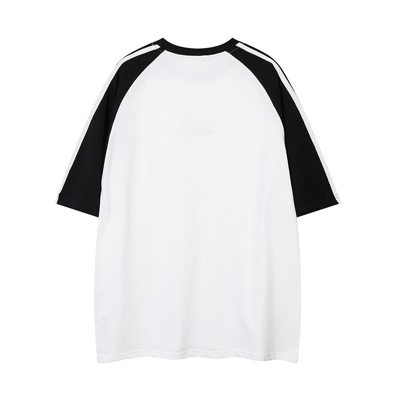 Side Stripe Streetwear T Shirt Letter Print Loose Fashion Summer Casual Tees Sports Style Top Short Sleeve Hip Hop